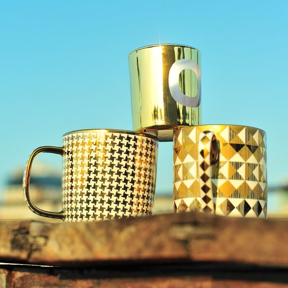 Anthro Gold Glassware Coffee Tea Mug Limited Edition Sold Out Everywhere! - Picture 1 of 14